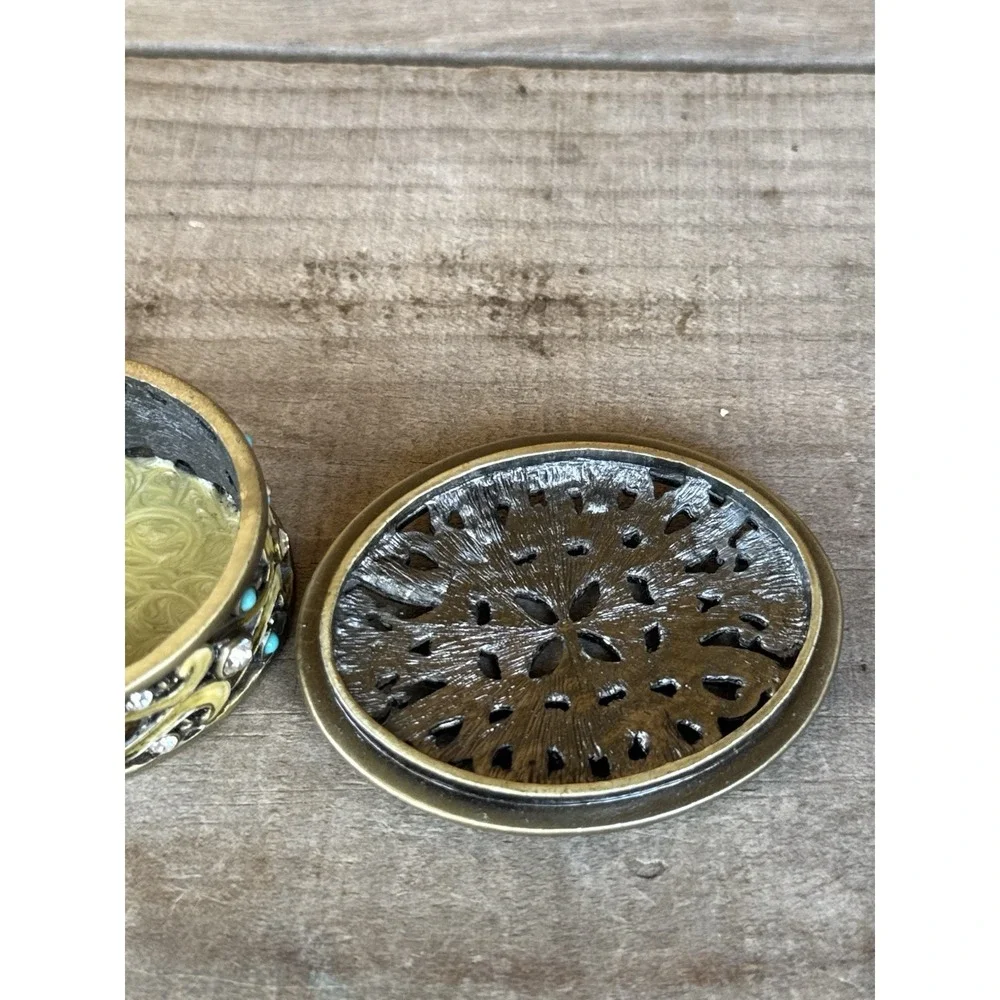 Bejeweled Cloisonne Enamel & Rhinestone Lidded Trinket‎ Keepsake Treasure Box